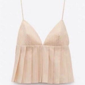 Zara Pleated Pinstripe Crop Top